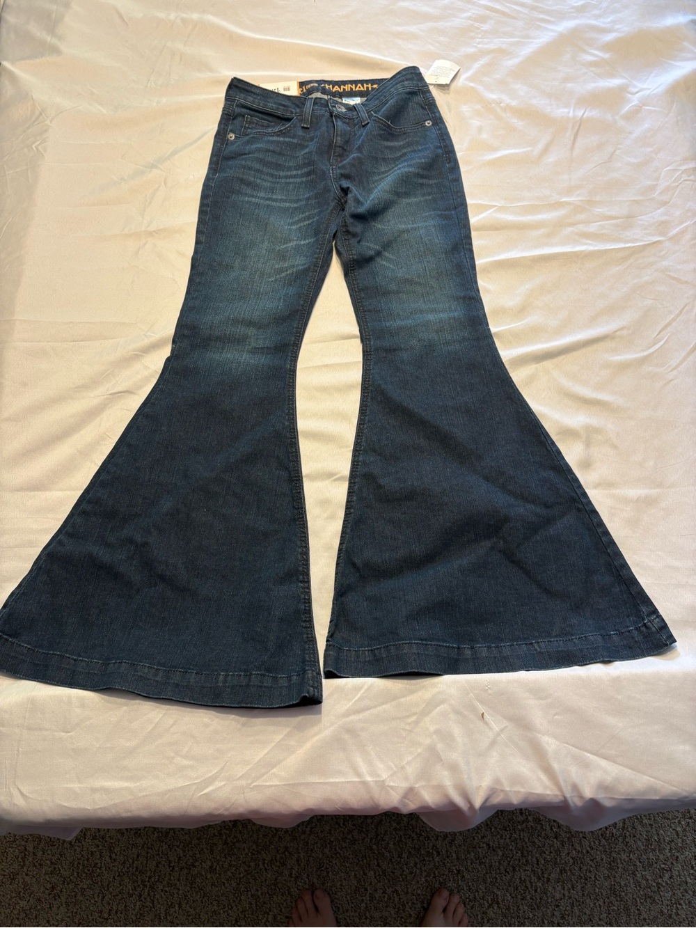 Cruel Hannah Dark Indigo Flare Jeans - Wide Leg Stretch Denim